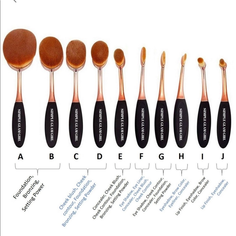 🎉🏆HP🎉🏆10Pcs Mermaid Oval Makeup Brushes - Picture 5 of 5